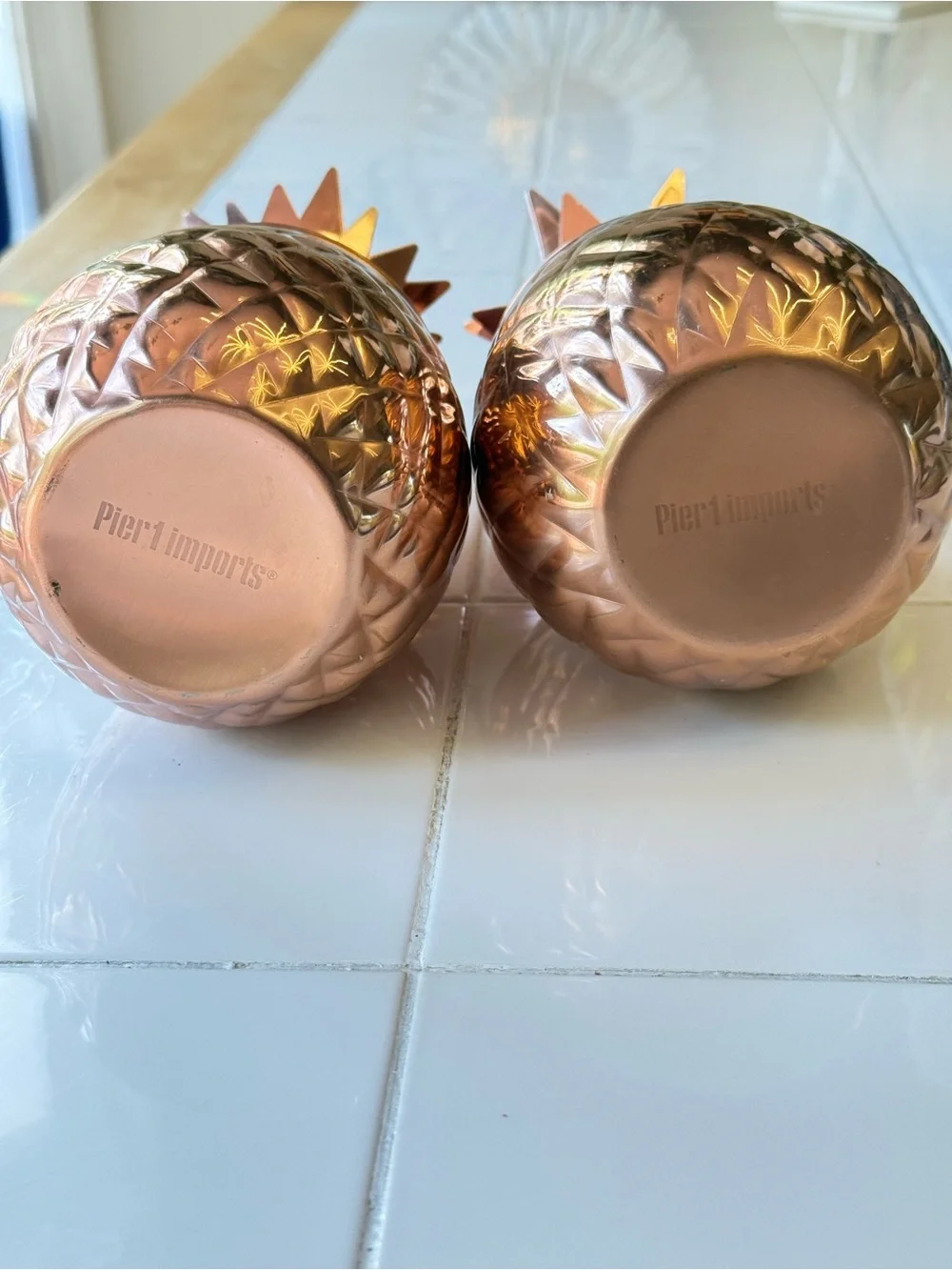 Pier One Decorative Rose Gold Pineapple Canisters - Set of 2